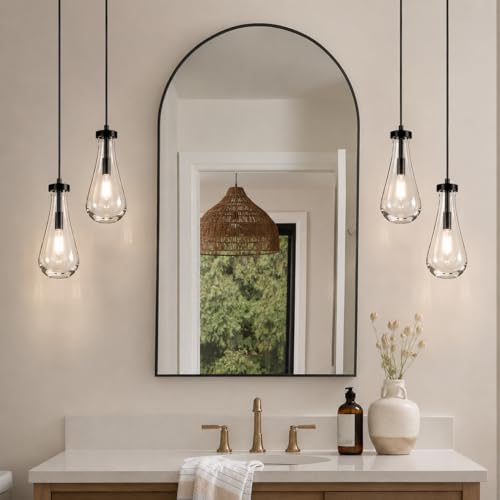 Modern Teardrop Crystal Pendant Light (Black / 2-Light)