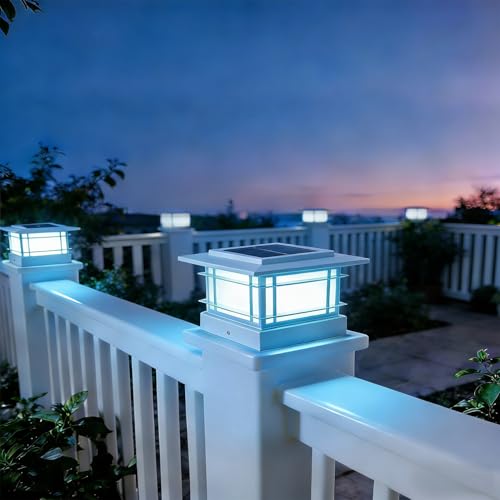 4x4 Solar Post Cap Lights Outdoor with 2 Color Modes (2 Count)