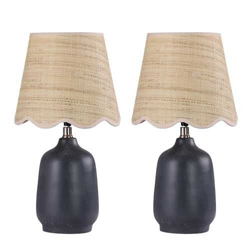 Set of 2 19" Modern Ceramic Table Lamp for Living Room Cream Base Desk Lamps for Bedroom Farmhouse Bedside Nightstand Lamp End Table Lamps (2 Count)