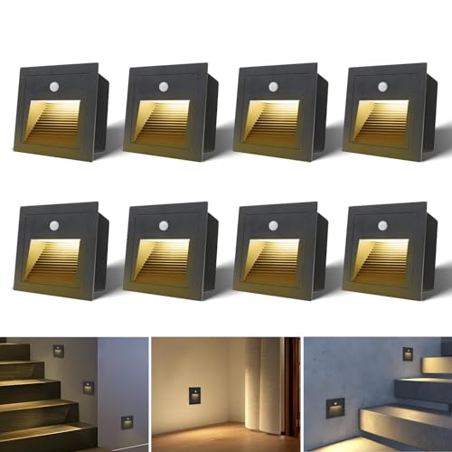 8Pack 120V LED Recessed Step Light with Motion Sensor Warm White (4 Count)