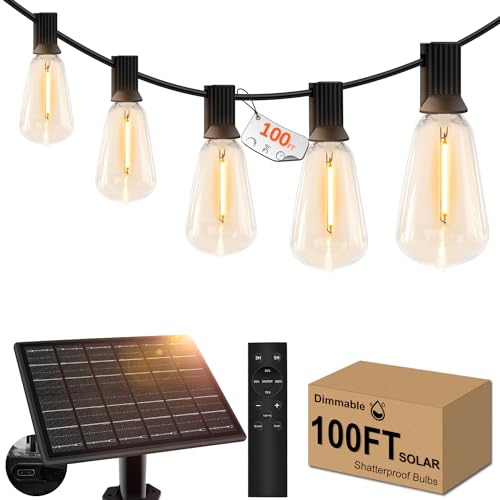 100ft Solar Outdoor String Lights with Remote