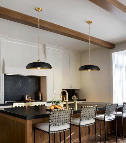 17.8" Black Gold Metal Dome Indoor Pendant Lights Kitchen Island