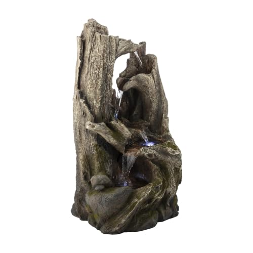 40" Tall 4 Tier Rainforest Tree Trunk Waterfall Fountain with LED Lights