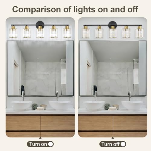 Modern Black Gold Crystal Bathroom Light Fixtures
