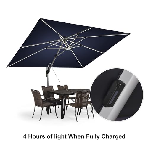Patio Umbrella with Base 9'X12' Double Top LED Light