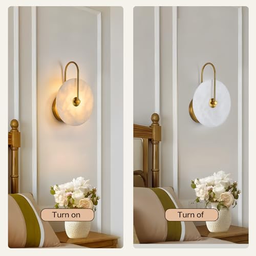 Round Alabaster Wall Sconce