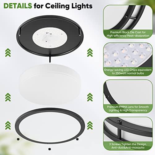 2 Pack 36W LED Ceiling Lights Black (2 Count)
