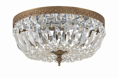 3 Light Spectra Crystal Olde Brass Flush Mount