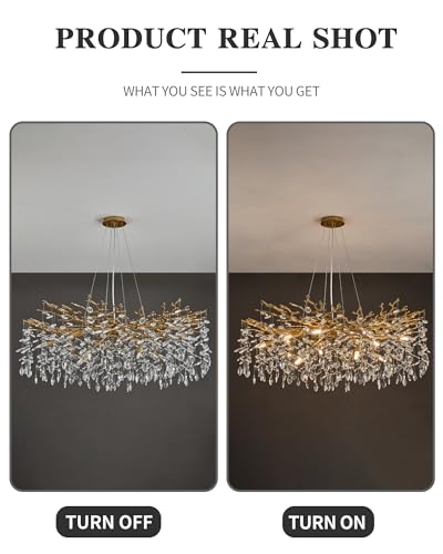 Modern Tree Branch Crystal Chandelier Luxury Gold Crystal Pendant Lighting 40" Contemporary 14