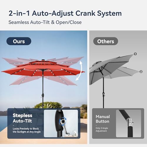 10ft Outdoor Patio Umbrella with Solar Lights