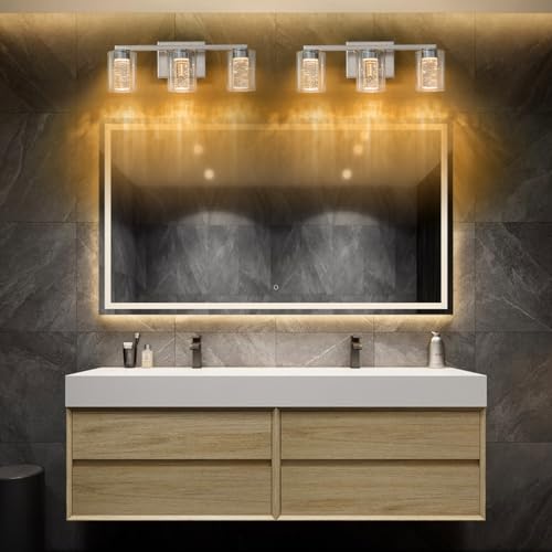 3 Light Brushed Nickel Vanity Light with 3 Color Modes
