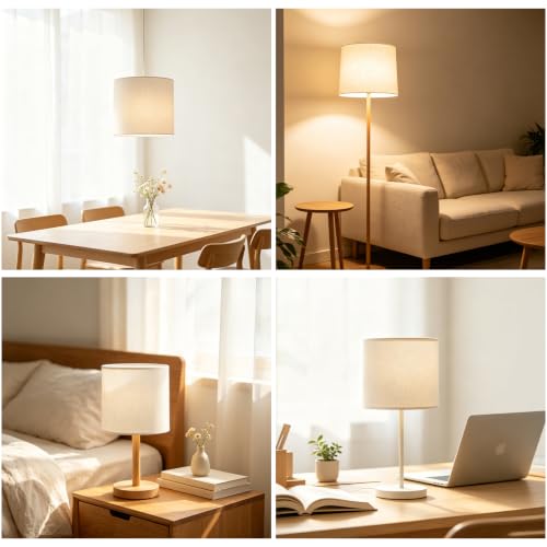 Set of 3 Beige Linen Drum Lampshades (3 Count)