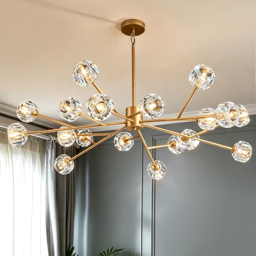 Gold Sputnik Chandeliers for Dining Room Light Fixture Over Table