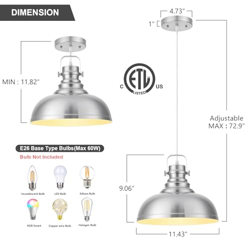 12 Inch Farmhouse Pendant Lights Kitchen Island