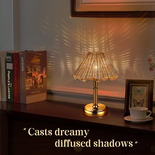 Mini Cordless Boho Rattan Table lamp