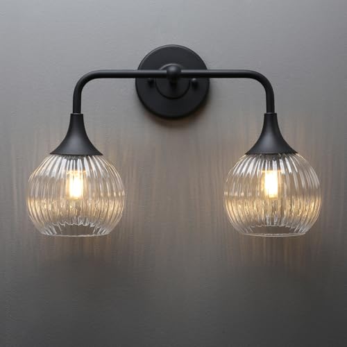 Vintage Vanity Light Matte Black 2 Lights Sconce
