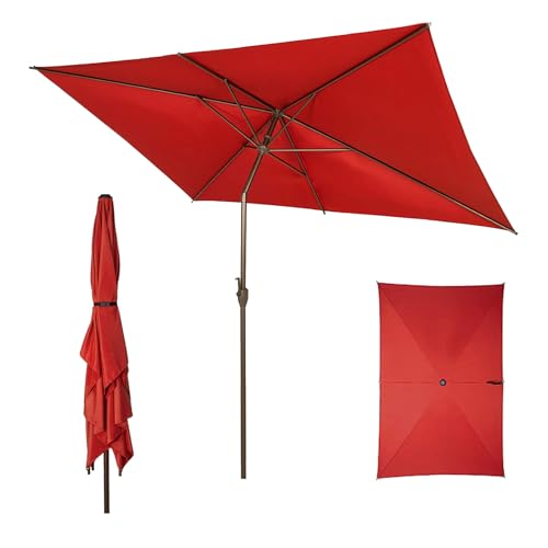 6.5FT Outdoor Patio Umbrella Outdoor Table Umbrella with Crank Market Umbrella 6 Sturdy Ribs UV Protection Waterproof and Push Button Tilt for Garden Deck Backyard Pool