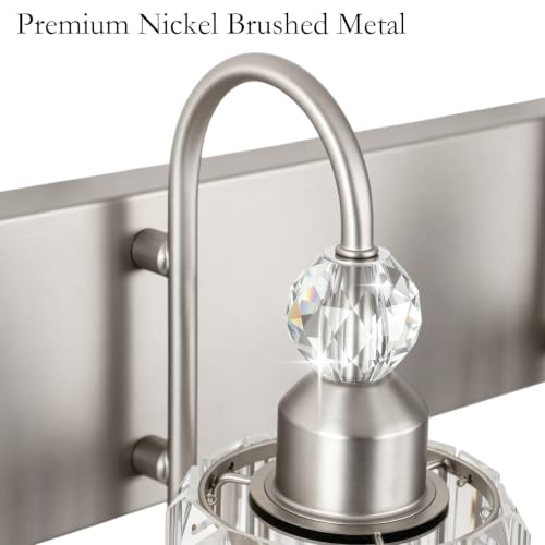 Crystal Bathroom Vanity Light Brushed Nickel Modern 5 Light Bathroom Wall Lighting Fixtures Over Mirror