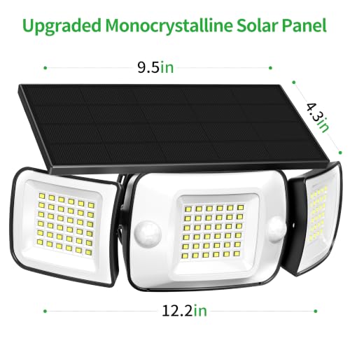 Solar Flood Lights Outdoor Waterproof 1200LM Dual Motion Sensor