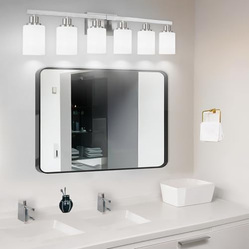 6 Light Bathroom Vanity Light Nickel Bathroom Vanity Lights 36.8in