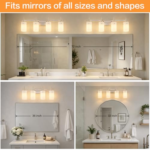 4 Light Bathroom Vanity Lights Over Mirror