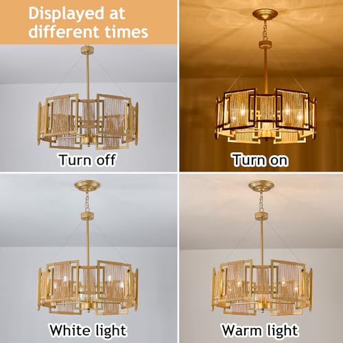 4 Light Boho Rattan Chandelier Light Fixture
