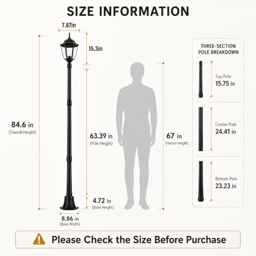 84.6" Outdoor Lamp Post Light
