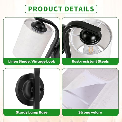 Black Wall Sconces Lights for Bathroom (2 Count)