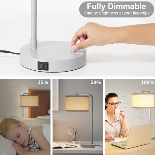 25" Tall Table Lamp with USB C+A Ports
