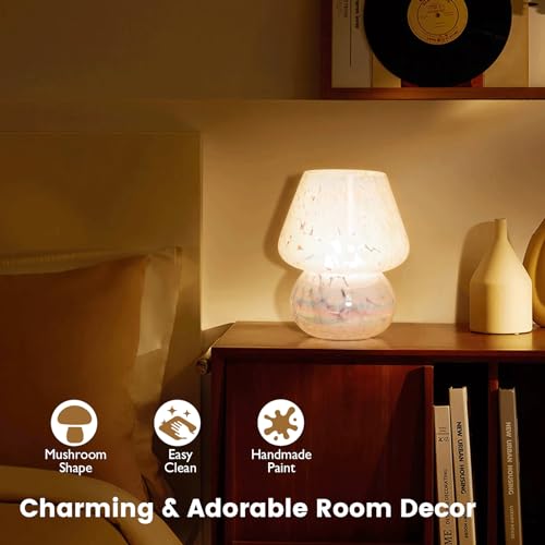 USB Plug in Mushroom Lamp Small Bedside Table Lamp with 3 Temperature LED Bulb
