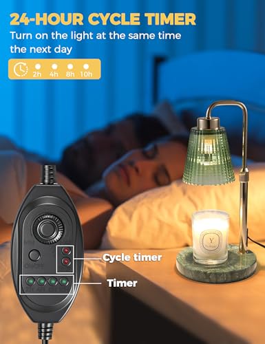 Marble Candle Warmer Lamp Green with Cycle Timer