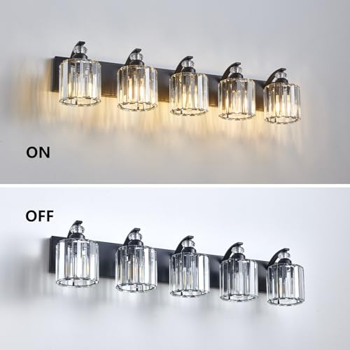 5 Light Black Bathroom Light Fixture Modern Vanity Lights Over Mirror Vintage Wall Sconce Lighting for Bathroom