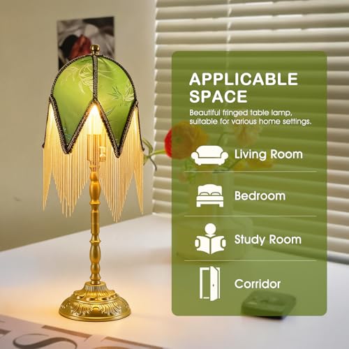 Vintage Table Lamp with Beaded Tassels