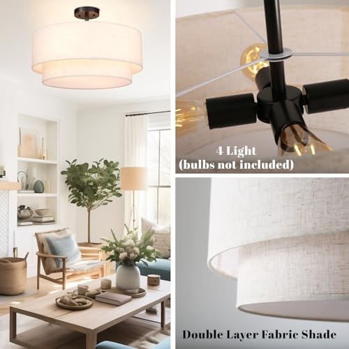 20 inch Semi Flush Mount Ceiling Light Fixture with 4 Light