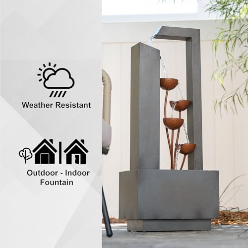 38" Tall Gray and Bronze Metal Sculptural Flower Multi (158.4 Ounce)