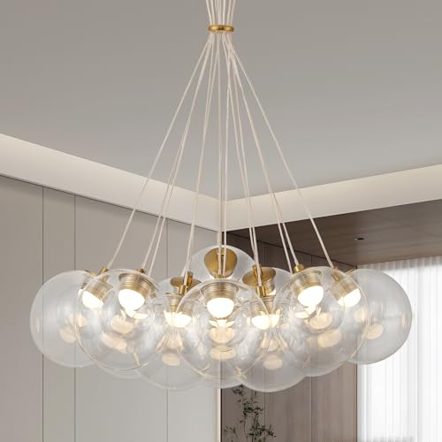 Modern Sputnik Chandeliers 13 Lights Clear Bubble Glass Chandelier Lighting
