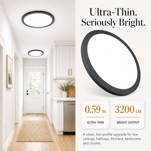 4 Pack LED Flush Mount Ceiling Light (Black / 4 Packs)