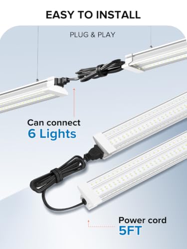 Upgrade Super Bright 6 Pack 60W LED Shop Lights 4FT 9000LM 5000K for Shop (6 Count)