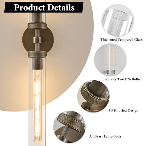 Knurled Brass Bathroom Wall Sconce