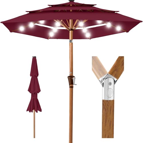 10ft 3 Tier Solar Patio Market Umbrella