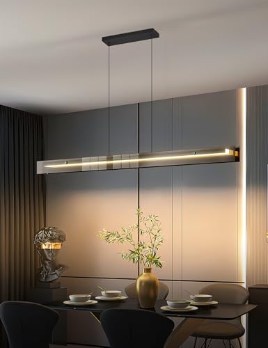 Glass Modern Black Linear Pendant Light
