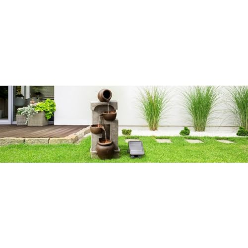 28 in. Cascading Bowls and Stacked Stones LED Outdoor Water Fountain for Outdoor Living Spaces to Create a Calming Oasis in Gardens and Landscaping
