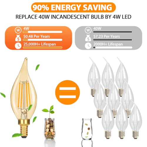 Dimmable E12 Candelabra LED Light Bulbs 40W Equivalent (24 Count)