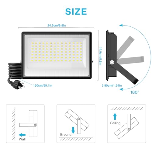 2 Pack 150W LED Flood Light Outdoor (2 Count)