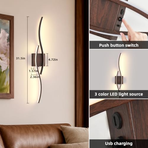 Battery Powered Wall Sconces Set of 2
