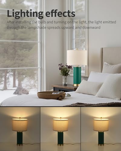 23.4" Green PU Leather Table Lamps for Living Room Set of 2 (2 Count)