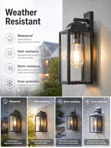 Outdoor Wall Sconce (2 Pack, Black)