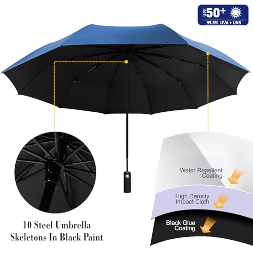 UPF 50+ Beach Umbrella with Adjustable Universal Clamp