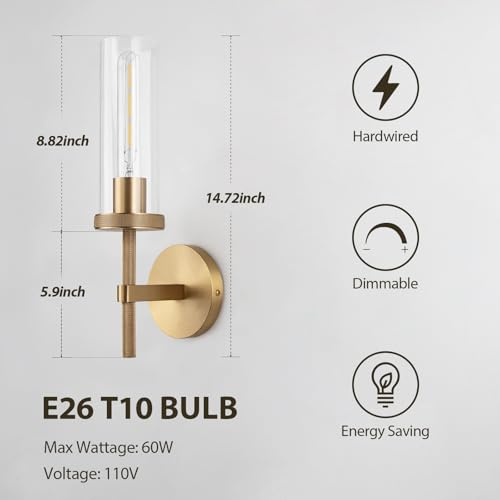 15" Knurled‑Craft Hardwired Brass Wall Sconce