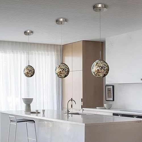 Modern Pendant Light Fixtures for Kitchen Island Sphere Pendant Light Small Hanging Crystal Chandelier for Bedroom Entryway Living Room Foyer Hallway LED Chandeliers for Dining Room (127 Count)